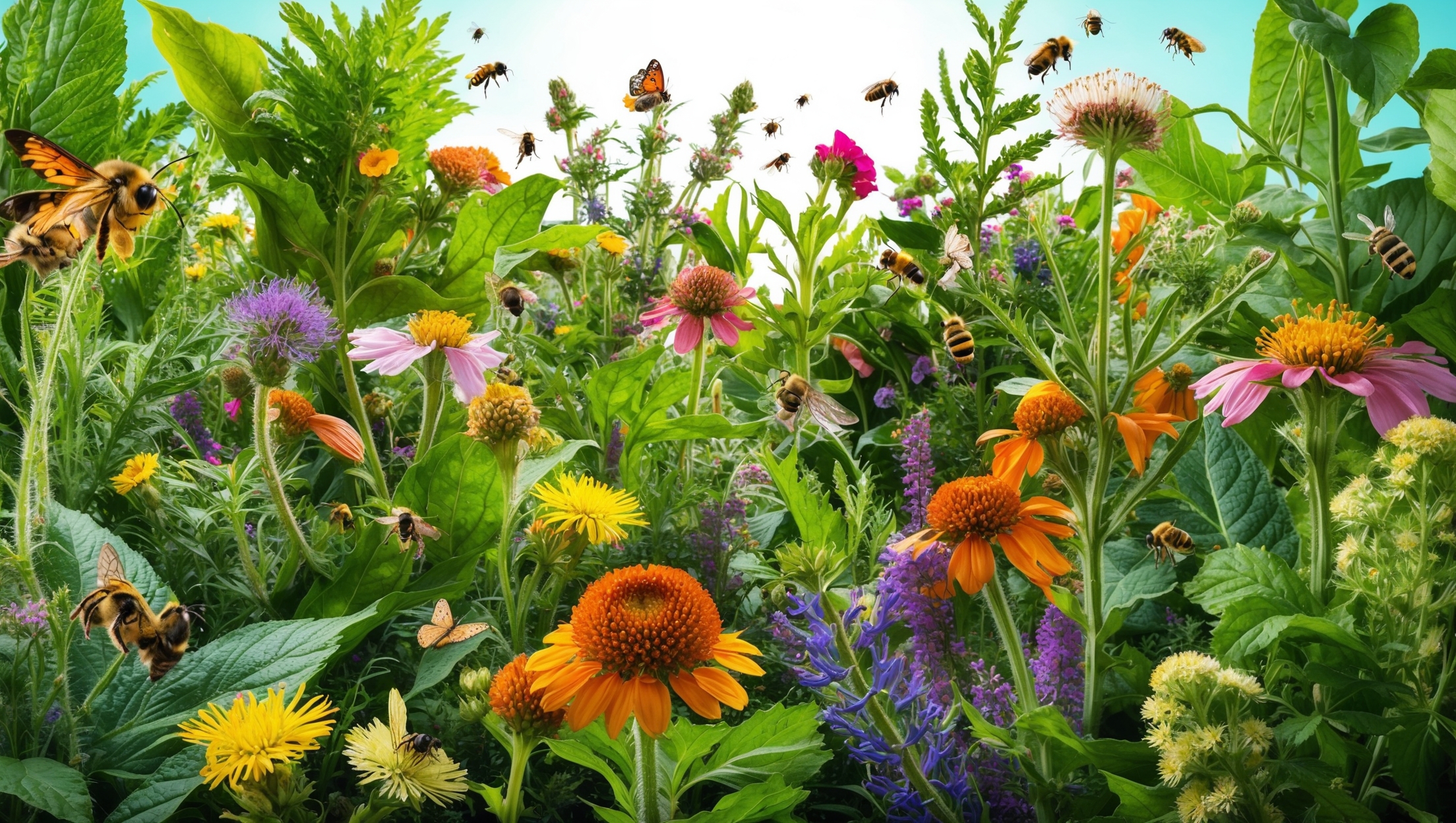 A garden teeming with diverse plant life